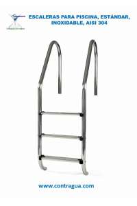 LADDER, 3 STEPS, STANDARD, STAINLESS, AISI 304, FOR POOL, AQUARAMA, 6786