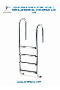 LADDER, 2 STEPS, WALL MODEL, ASYMMETRIC, STAINLESS STEEL, AISI 304, FOR POOL, AQUARAMA, 9822