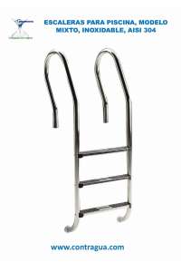 LADDER, 2 STEPS, MIXED MODEL, STAINLESS, AISI 304, FOR POOL, AQUARAMA, 6793