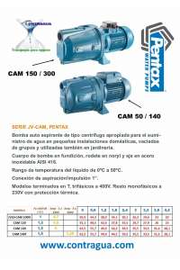 BOMBA AUTO-ESCORVANTE, JV10, CAM100, 1CV, 230V, MONOFÁSICO, PENTAX.