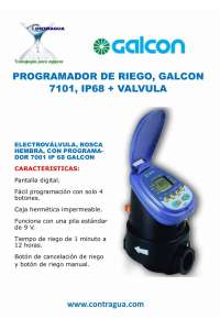 ELETROVÁLVULA, 1”, ROSCA FÊMEA + CONTROLADOR DE IRRIGAÇÃO, 7101, IP 68, GALCON.