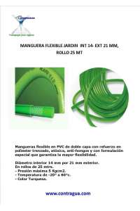 MANGUERA FLEXIBLE REFORZADA, D-20mm, INTERIOR 14mm - EXTERIOR 21mm, ROLLO DE 50 METROS