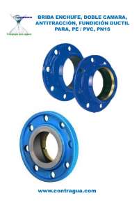 FLANGE, DN200, D-200mm, CÂMARA DUPLA, BUJÃO, ANTITRAÇÃO, FUNDIÇÃO DÚCTIL, PE/PVC, PN16.