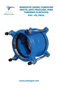 MANCHON UNION, D-110mm, ANTI-TRACTION, FONDERIE DUCTILE, POUR TUYAUX EN PLASTIQUE, PE / PVC, PN16.