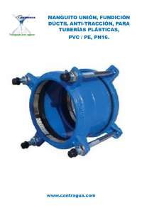 UNION SLEEVE, D-160mm, ANTI-TRACTION, FOUNDRY DUCTILE, FOR PLASTIC PIPES, PE / PVC, PN16.