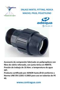 ENLACE FITTING, D-20mm, ROSCA MACHO 1/2", PN10, POLIETILENO, ADEQUA.