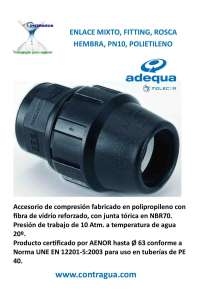 ENLACE FITTING, D-50mm, ROSCA HEMBRA, 1,1/2", PN10, POLIETILENO, ADEQUA.