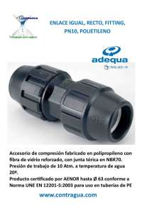 ENLACE IGUAL, RECTO, D-20mm, FITTING, PN10, POLIETILENO, ADEQUA.