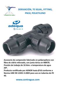 DERIVATION, EQUAL TE, D-20mm, FITTING, PN10, POLYETHYLENE, ADEQUA.