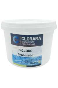 CLORO DE CHOQUE GRANULADO AL 55%, PARA PISCINA, CLORAMA, ENVASE 5 kg.