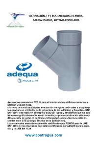 ABLEITUNG (Y) D-250mm, 45º, SANITÄR GRAUES PVC, ANSCHLÜSSE, WEIBLICH/MÄNNLICH, ZUM KLEBEN, ADEQUA