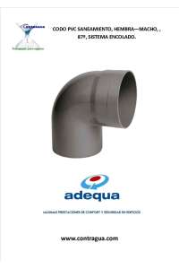 ELBOW, SANITARY PVC, D-50mm, 87º, FEMALE - MALE, GLUING SYSTEM, ADEQUA.