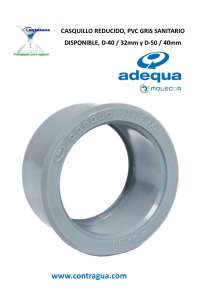 REDUCED BUSHING, DE-50/40 mm, SANITARY GREY PVC, MALE – FEMALE, FOR GLUING, ADEQUA.