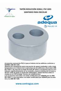 PLUG, DOUBLE REDUCTION, D-125mm - E-40 - 40mm, SANITARY GREY PVC, MALE-FEMALE, FOR GLUING, ADEQUA.