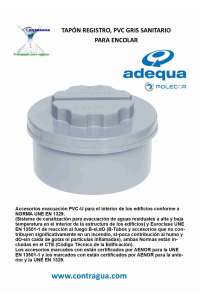 REGISTRATION PLUG, D-75mm, SANITARY GRAY PVC, MALE, FOR GLUING, ADEQUA.