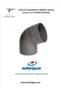 CODO PVC SANITARIO, D-50mm, 67º, HEMBRA - MACHO, SISTEMA DE ENCOLADO, ADEQUA.