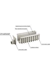 PVC GUTTER, H-18.8x20x50 cm, H-A-L, VERTICAL AND HORIZONTAL OUTLET.