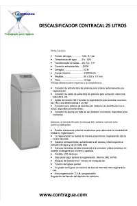 SOFTENER LOW CONSUMPTION, CONTRACAL ECO, 25 LITERS.