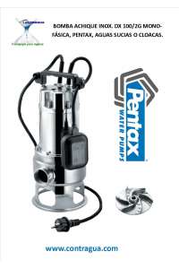 BILGE PUMP, PENTAX, DX 100/2G SINGLE-PHASE, STAINLESS STEEL, DIRTY WATER OR SEWER.