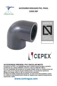 COUDE PVC, 1", FILETAGE FEMELLE, PRESSION, PN10, 01736, CEPEX