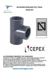 TÉ ÉGAL, 1/2", FILETÉ PVC, FEMELLE, PRESSION, PN10, 01802, CEPEX